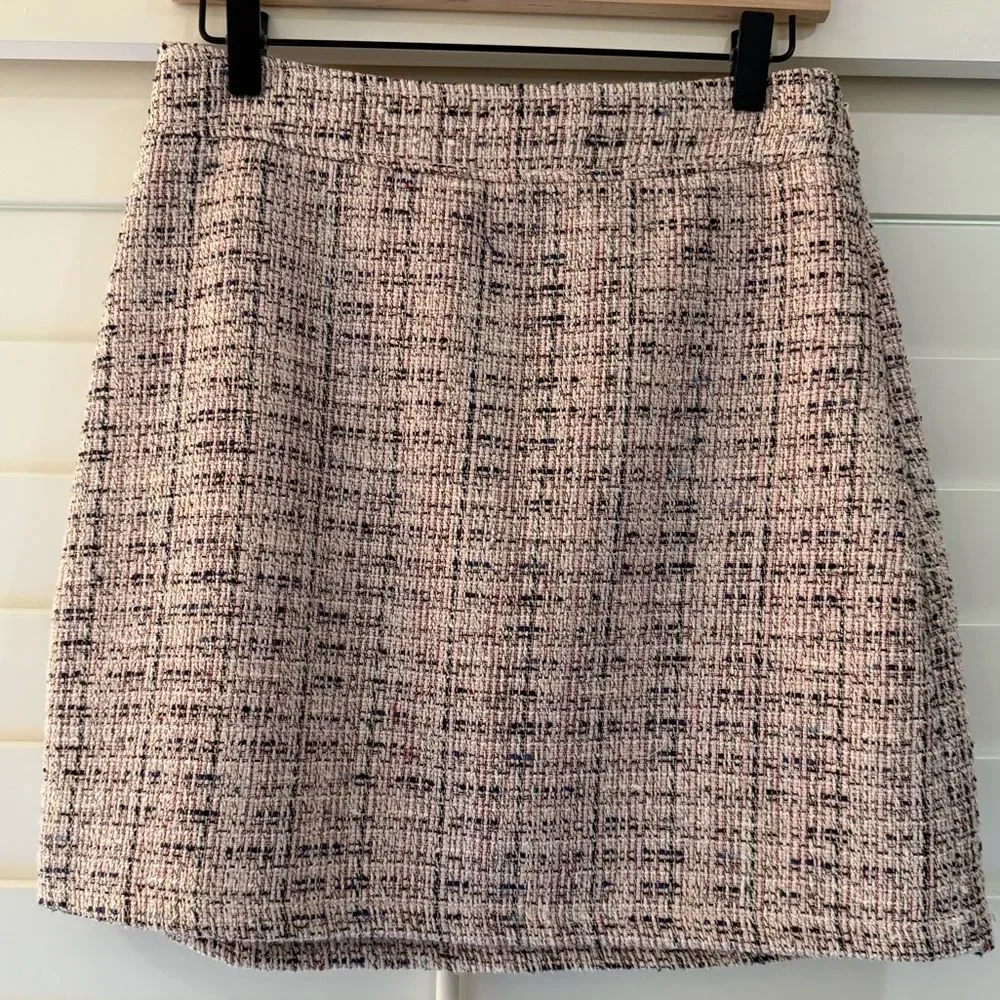 Ann Taylor LOFT Tweed Mini Skirt in Pink and Black